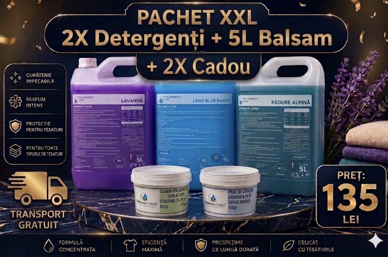 Pachet 2×5L Detergent de Rufe + 5L Balsam de Rufe